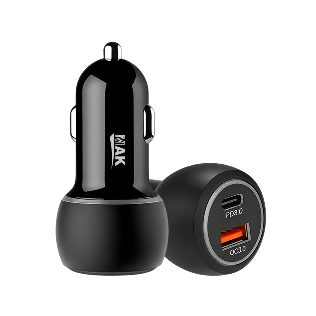 MAK 80W Dual Port Fast Car Charger with Type-C & USB, LED Indicator, Metal Charging Adapter Compatible with iPhone, Samsung PD, PPS & Supports Dart, Dash, Warp, Vooc, SuperVooc 3.0 in Android (Black)-picture-41