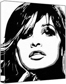 Gina Gershon (100% Original Painting. Not A Print ) Acrylic Paint On Deep Framed Canvas (60 x 50 x 1.8 cm) 3-Colour Black/Grey/White-image-15