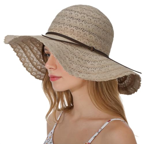 Sombrero playero femenino plegable de ala ancha miniatura 1