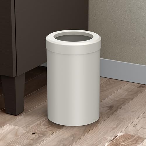 Image of Gatco Small Bathroom Trash Can with Lid, Round 3 Gallon Stainless Steel Wastebasket, Under Sink, Matte Pearl, for Bathroom, Bedroom, Office (1931)