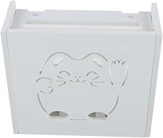 Puupaa Wireless Router Rack Living Room Wall-Mounted, WiFi Router Storage Box Wall Decoration Rack, TV Lower Row Socket Box Wireless WiFi Router Shelf Management Container-A