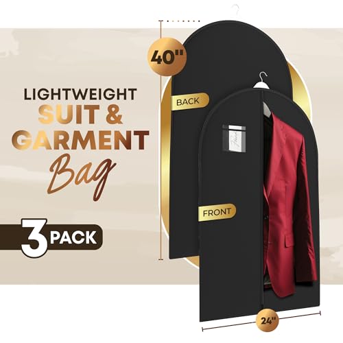 Your Bags Black Suit Garment Travel Bags 3 Pack - 40" X 24"2
