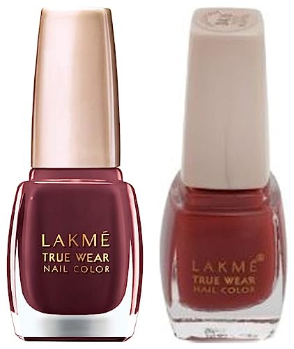 Image of Lakme True Wear Nail Color, Reds and Maroons 401, 9 ml & Lakme True Wear Nail Color, Shade D416, 9 ml