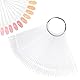 HonGien Nail Art Palette - Klarer Farbtester-Stick für Salon-Display - Nail Design Praxis-Sticker mit Metallring - 50 Stück (Abgerundete Form)