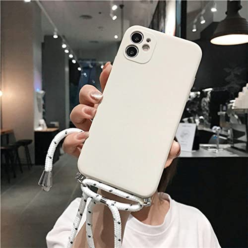 Coque en silicone liquide pour iPhone XS Max avec cordon bandoulière blanc