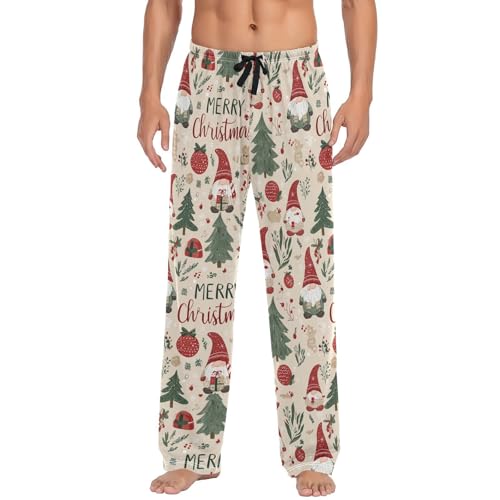 Christmas Gnomes Snowflakes Pajama Pants Winter Mushroom StarLounge Sleepwear PJs Men's Pajama Bottoms Sleep Pants M