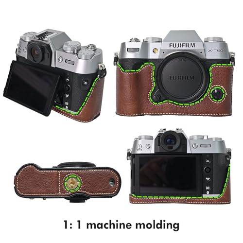 Funda para cámara FUJIFILM X-T50 en cuero PU café miniatura 3
