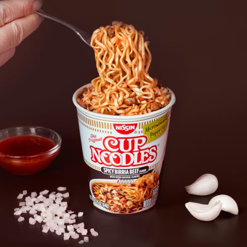 Image of Nissin Cup Noodles, Spicy Birria Beef (Pack of 12) | Ramen Noodle Soup