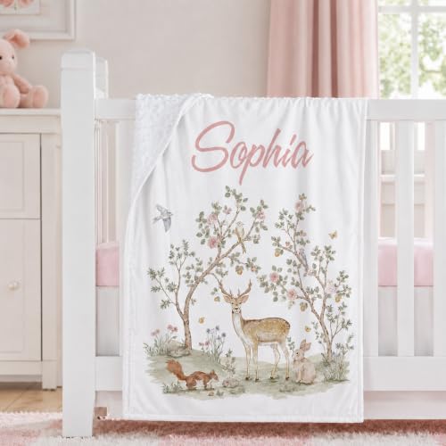 Image of Personalized Baby Blanket for Girls, Custom Nursery Blanket with Name, 30 x 40 Inch Soft Minky Blanket for Baby Toddlers, Newborn Print 12