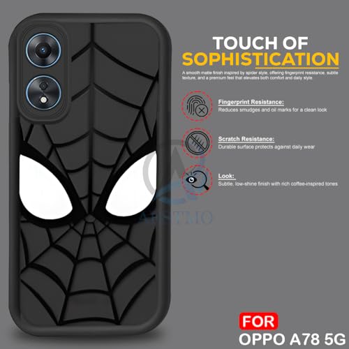 Image of AESTMO Back Case Cover for Oppo A78 5G Cover | Spidey Face Mask Design | Silicone Case | Full Body Protection | Camera Protection Back Cover for Oppo A78 5G (Black)