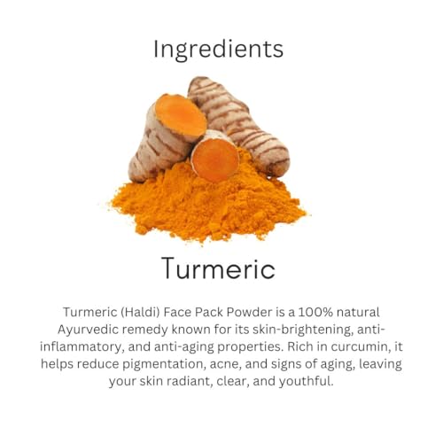 Image of Utkrisht Khadi Turmeric Face Pack Powder 100g | For Breakouts, Dark Sports & Pigmentation | Glowing & Brightening | Pure, Natural & Ayurvedic | Removes Durt & Impurities | Face Pack for Men & Women