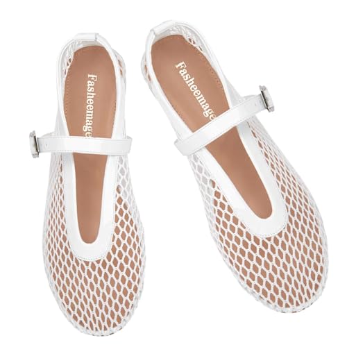 Mesh Flats for Women Mary Jane Flats with Straps Round Toe Buckle Slip on Flats Comfy Daily Casual Ballerina Shoes3