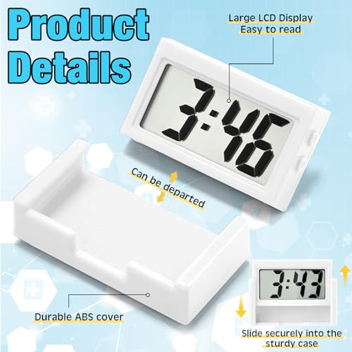 Image of Frienda 3 Pieces Mini Digital Clock Small Digital Clock Stick on Battery Operated Self Adhesive Bracket for Car Dashboard Fridge (White)