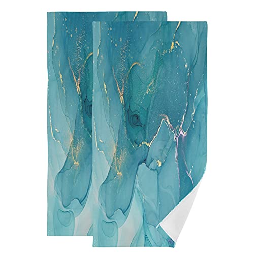 Alaza Blue Marble Abstract Fluid Art Hand Towels Soft Absorbent Decorative Bath Towels Face Towels Set Of 2 For Bathroom Gym Hotel Spa 28 X 14 Inch #TOP24