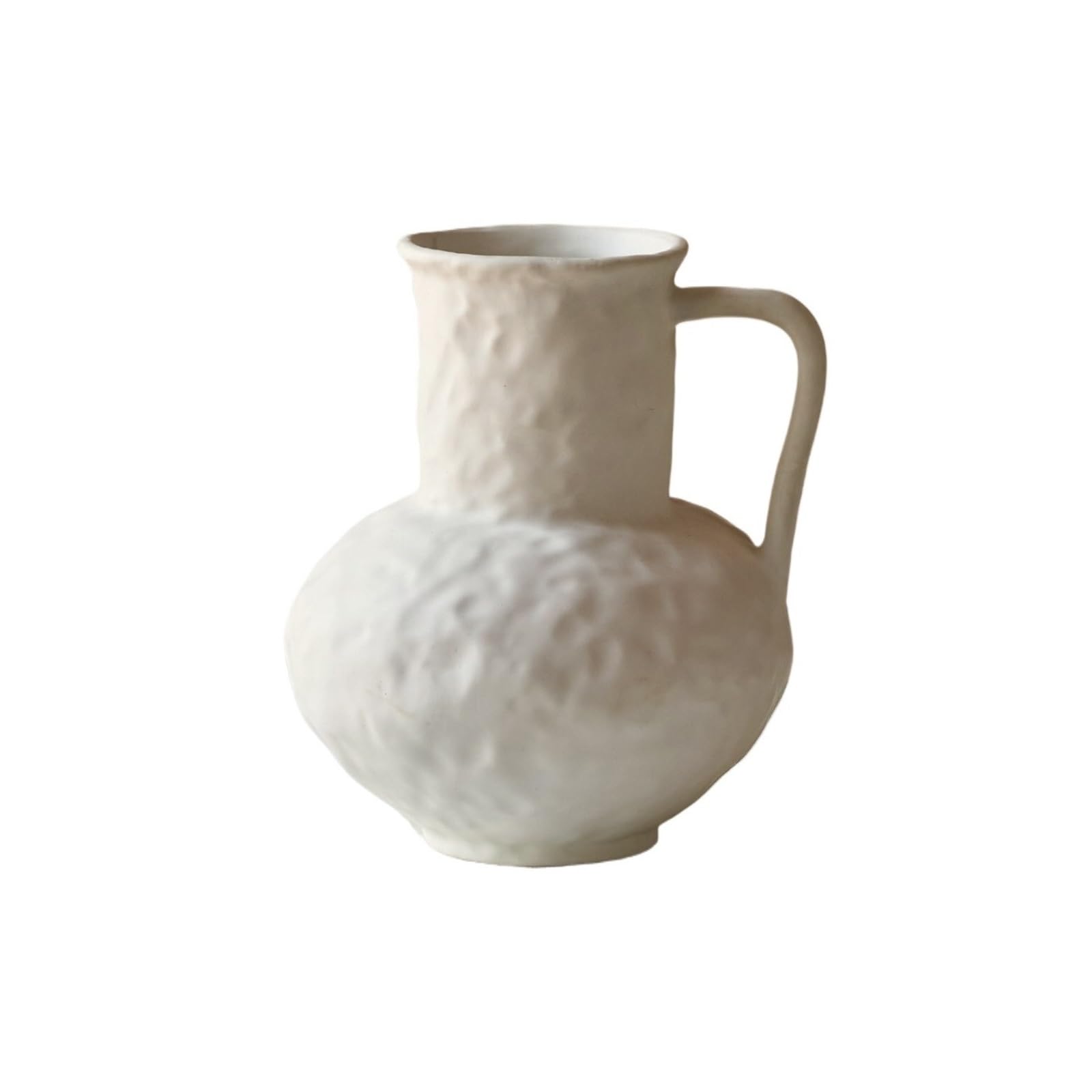 Elegant Rustic Ceramic Pitcher Vase 8.3 Inch Tall Modern Farmhouse Flower Vases for Table Centerpieces Table Centerpieces(White)