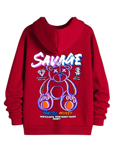 Image of Dagcros Hoodies Printed Fleece Lined Sweatshirts Casual Athletic Workout Pullover with Kangaroo Pocket for Men's