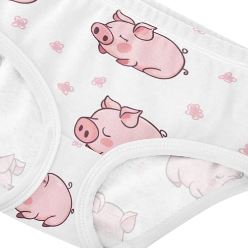 Wusikd Pink Cartoon Cute Girls' Underwear Cotton Sleeping Pig Girls Briefs Soft Toddler Underwear 2T4
