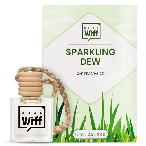 Image of Sparkling Dew Car Perfume Diffuser - 10ML Long Lasting Hanging Car Air Freshener | Premium Car Fragrance Oils in Glass Bottle with Wooden Diffuser Cap | Lasts up to 75 Days | IFRA Certified