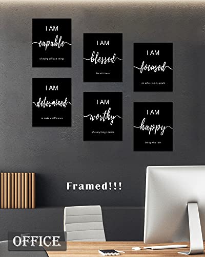 Drsoum Inspirational Wall Art Office Decor, Motivational Wall Art Prints For Office Bedroom Living Room Classroom,Black And White Daily Positive Affirmations Posters For Women Men Kids, Set Of 6, 8"X10",Framed #TOP3