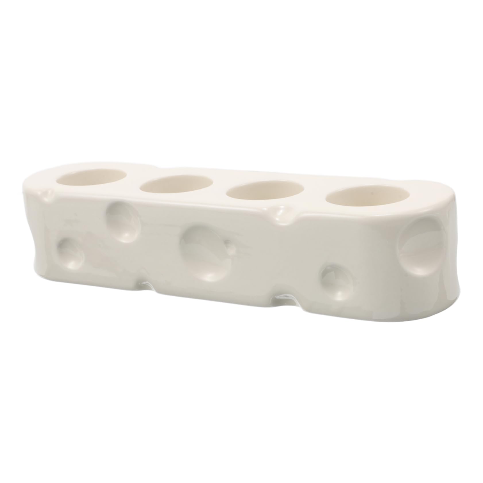 Porta Spazzolini in Ceramica Bianca Base da Appoggio | 4 Scomparti, Adatto a Bagno e Cucina, Supporto per Dentifricio e Pennelli, Stile Semplice ed Elegante