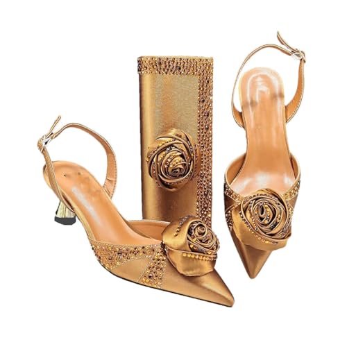 Women's Silver Handmade Flower Wedding Shoes and Bag Set – Elegant High Heel Sandals