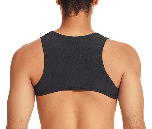 Men’s Lace Floral Muscle Half Tank Top Round Neck Undershirt Vest Tee T-Shirt for Fitness Gym S-XL4