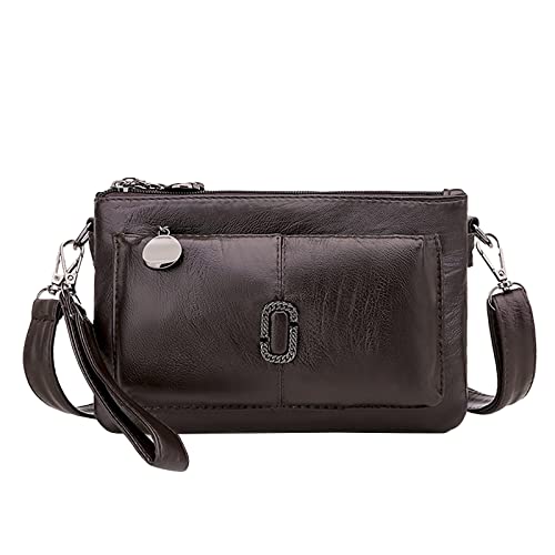 Bolso pequeño de múltiples capas Bolso de mujer Todo cuero de pu Bolso de mensajero de hombro Cambio de teléfono móvil de moda Bolso cuadrado pequeño Bolso de Estampando de de Cuero (Brown, One Size)