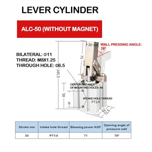 Vérin pneumatique à levier ALC-50 no magnetic pour compression