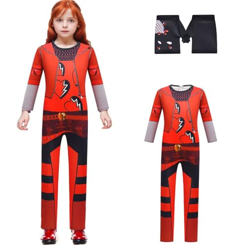 VNNOPG Descendientes 4 Disfraz de ascenso de traje rojo Cosplay Fancy película personajes de disfraces Halloween mono temático fiesta traje,5-6 años