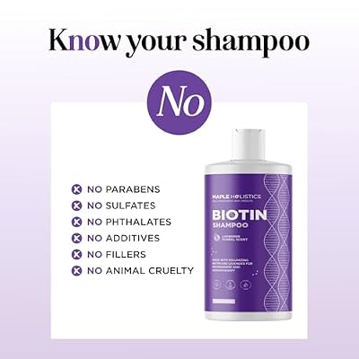 Lavender Biotin Shampoo for Thinning Hair - Volumizing Shampoo for Fine Hair with B Vitamins Rosemary Argan Primrose & Tea Tree Oils - Paraben Silicone and Sulfate Free Vegan Formula (16 Fl Oz)