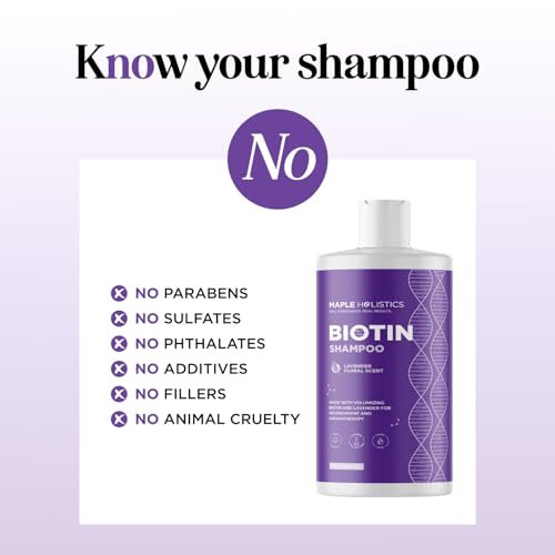 Image of Lavender Biotin Shampoo for Thinning Hair - Volumizing Shampoo for Fine Hair with B Vitamins Rosemary Argan Primrose & Tea Tree Oils - Paraben Silicone and Sulfate Free Vegan Formula (16 Fl Oz)