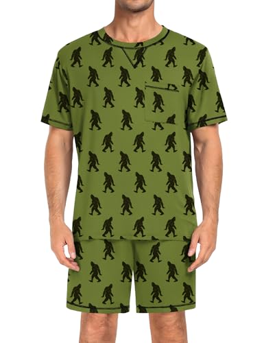 Image of SWOMOG Mens Pajamas Set Summer Sleepwear Short Sleeve Pjs Set Soft 2 Piece Lounge Set Comfy Loungewear with Pockets