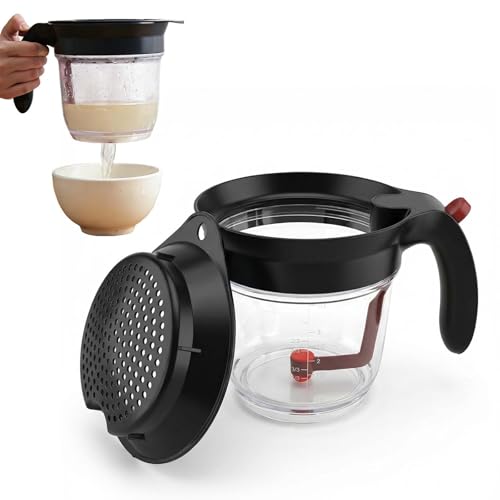 Produktfoto von Fettabscheider für Soßen 1000ml Fetttrennkanne mit Druckauslass Fettkanne Doppelfiltrations Fetttrenner Soßentrenner&hellip;