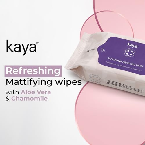 Image of Kaya Refreshing Mattifying Wipes | Vitamin E & Chamomile Extracts | Face | Cleansing | For Acne Prone Skin | 30 (Pack of 2)