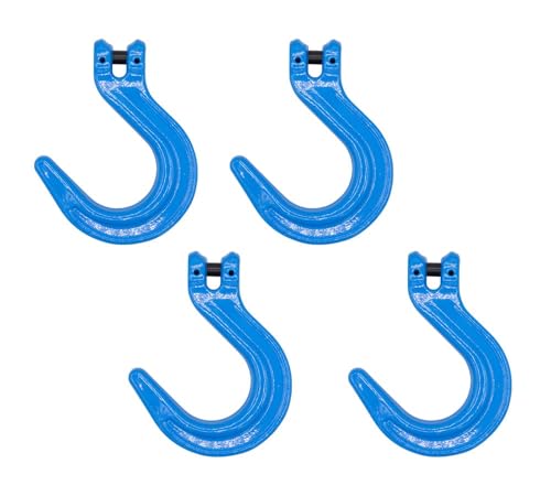 Mytee Products 4 Pack 1/2" Grade 100 Clevis Foundry Hook - WLL 8800 LBS - Blue Clevis Hook for Towing, Lifting &amp; Rigging