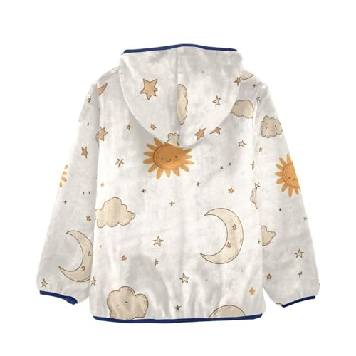 Moon Sun Cloud and Stars Girls Fleece Jacket Girls Fall Jacket Girls Zip Up Hoodie Girls Sherpa Jacket 2-10T2