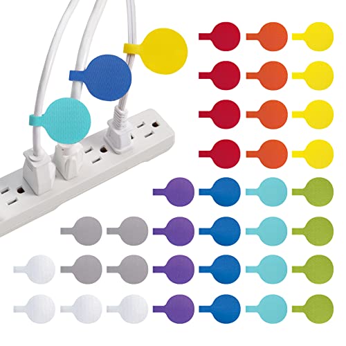 Image of Cable Labels - Wrap-It Storage - Circles, Multi-Color (36-Pack) - Color Coded Labels for Organizing, Wire Tags Write on Surface for Labels for Charging Cords and Electronics