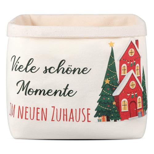 Xuniea Cesta de Pan Viele schöne Momente IM NEUEN ZUHAUSE Regalo por Mudanza Bolsa de Pan Idea de Regalo de Inauguración Bolsa de Marroco de Tela(Blanco)