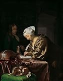 ZIMARO Art imprime image Toile Decoration Murale Peinture célèbre l'Écrivain de Frans Van Mieris I pour Salon 60x90cm