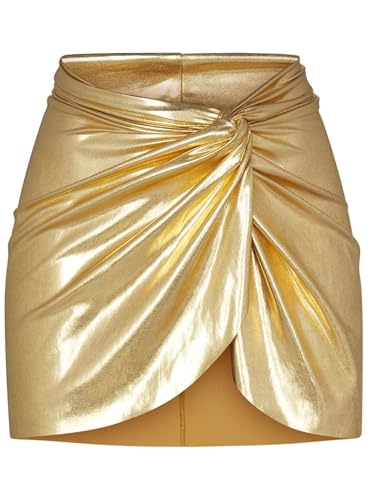 Metallic Swimsuit Sarong Mini Skirt for Women - Sexy Rave Bikini Beach Cover-up Swim Short Wrap Bathing Suit