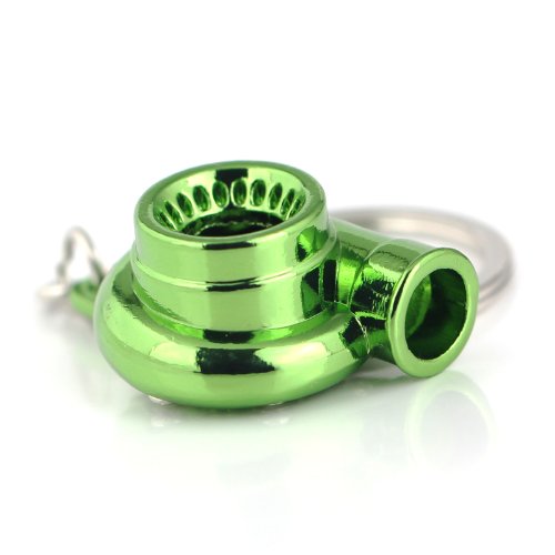 Image of maycom Creative Spinning New Turbo Turbocharger Keychain Key Chain Ring Keyring Keyfob (Anodized Green)