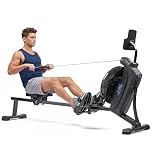 JLL Rowing Machine for Home Gym, Water & Magnetic Dual Resistance Rower with Extended Slide Rail, Full-Body Workout, 150 KG Weight Capacity & Free SunnyFit App