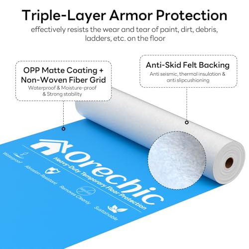 Protector Temporal para Pisos de Alta Resistencia 300 GSM, Protector Plástico para Pisos de Madera y Alfombrados Durante Renovaciones y Construcción, Tamaño 39" x 100' (Cubre 325 sqft) miniatura 6