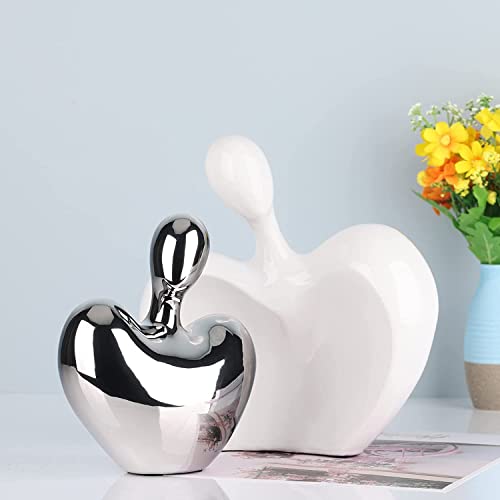 Wubianjie Porcelain Love Statues, Man And Woman Couple Hugging Sculpture, Gold Home Decor, Love Sign Figurines On Shelf For Wedding Living Room, Set Of 2 #TOP4