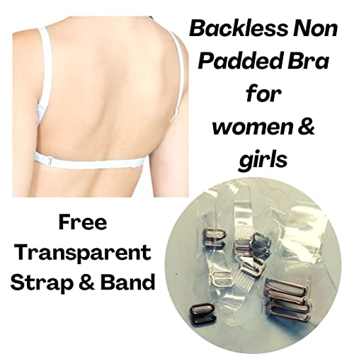 Image of Be-Wild Full Coverage Non Padded Backless Transparent Strap Bra for Women and Girls /Ladies /Black /Cotton /Casual /t-Shirts /Everyday /Regular /Bras