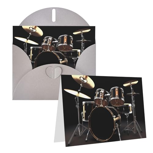 Blanko-Grußkarte, 10,2 x 15,2 cm, mit Umschlägen, cooles Schlagzeug-Set, Dankeskarten,
