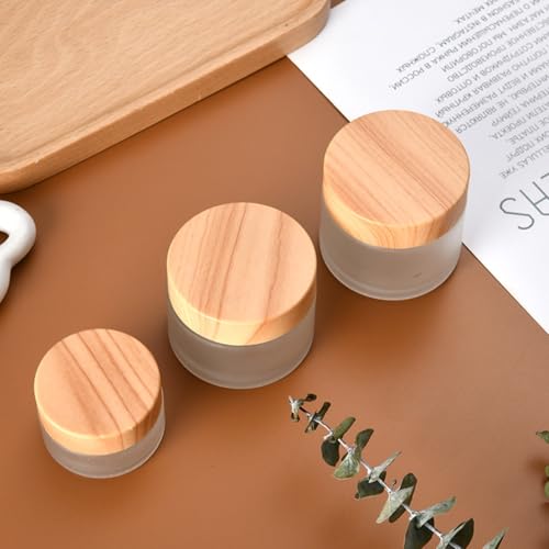 NRVTRE Pot Cosmétique Vide en Verre 5/10/15/20/30/50/60ML,Boite Échantillon Cosmétique de Voyage avec Bouchon Intérieur e Couvercle pour Cosmétiques Crèmes Lotion, Pot Creme Vide (5g,Givré) – vue 3