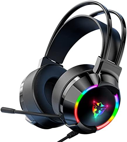 G606 Wired Gaming Headset for PC, Cell Telephone, PS5, with RGB LED, Adjustable Microphone, 3.5 Mm,m22 (Black)