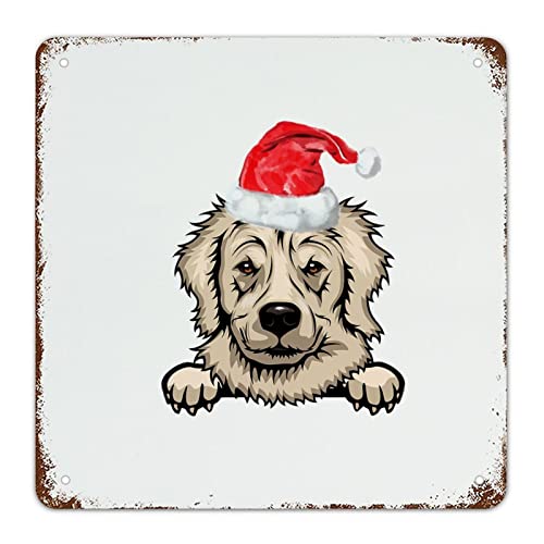 Panneau métal aluminium labrador de Noël déco murale rustique carrée
