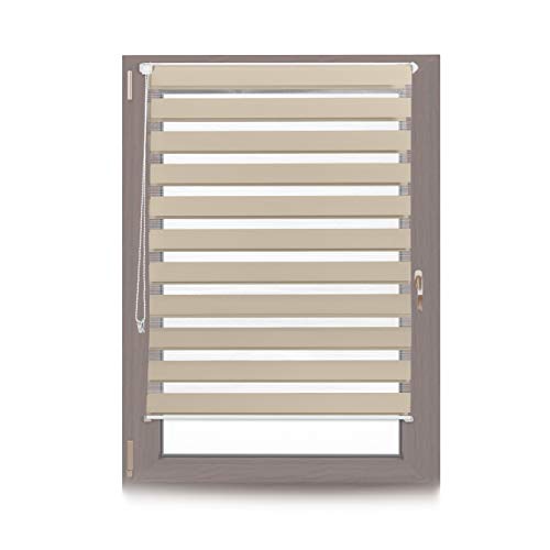 relaxdays Estor Noche y Día Laminado, Sin Taladrar, Poliéster-Aluminio, Total 110x150 cm, Ancho Tela 106 cm, Marrón